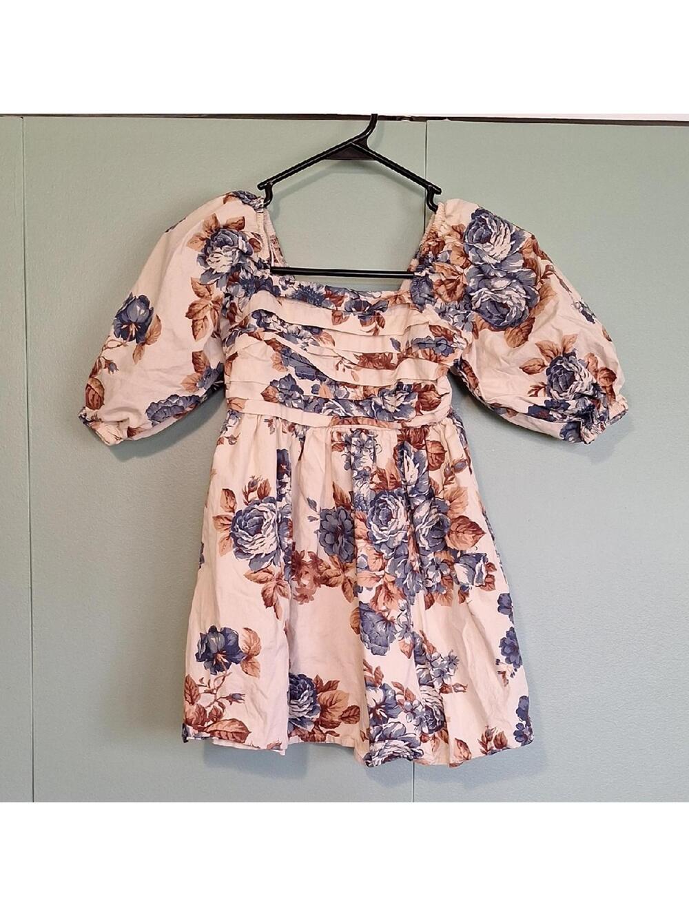 Rare Editions 100% Cotton Floral Cream Dress Size 7 Kids